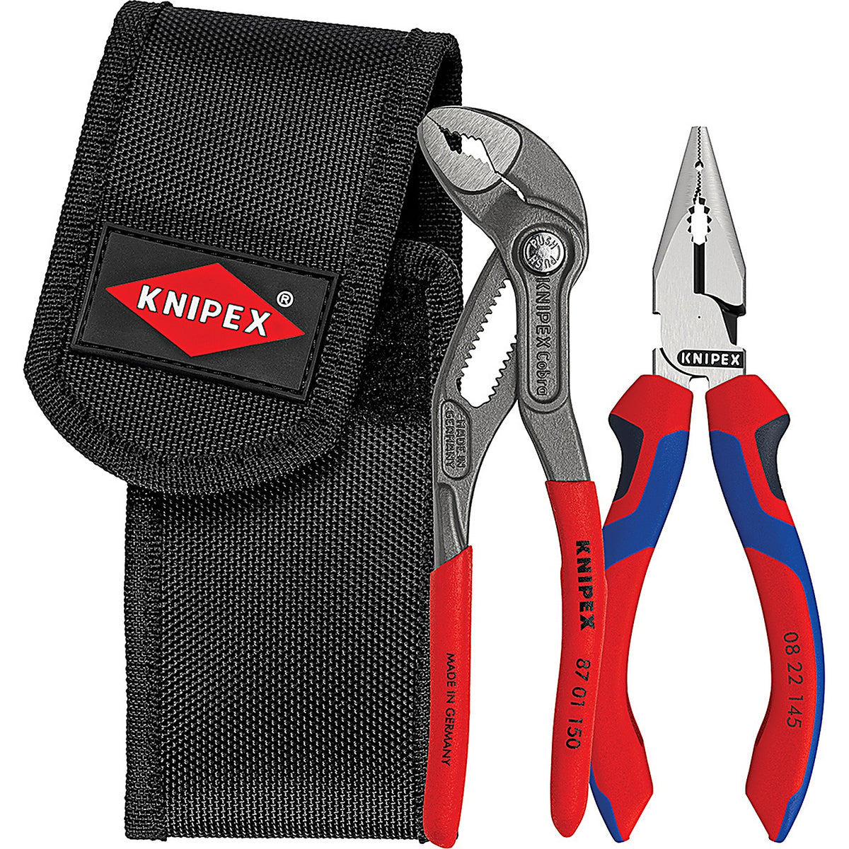 Knipex - 002072V06 - 2 Piece Mini Pliers in Belt Pouch - Cobra and Needle-Nose