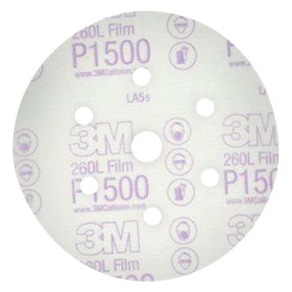 3M 01133 Red Abrasive Finishing Film Hookit Disc Dust Free, 6 in, P1500, 25/box 60455037733
