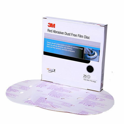 3M 01134 Red Abrasive Finishing Film Hookit Disc Dust Free, 6 in, P1200