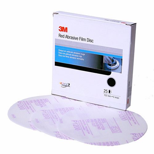3M 01185 Red Abrasive Hookit Film Disc, 6 inch, P1200