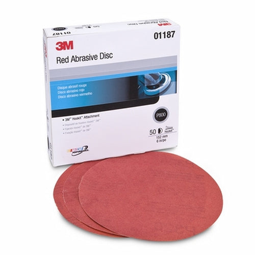 3M 01187 Red Abrasive Hookit Disc 316U, 6 inch, P800