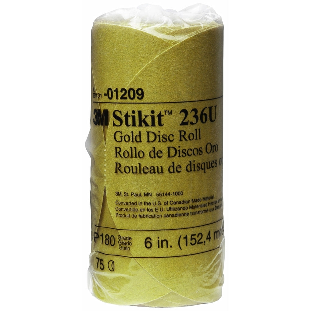 3M 01209 Stikit Gold Disc Roll, 6 inch, P180A