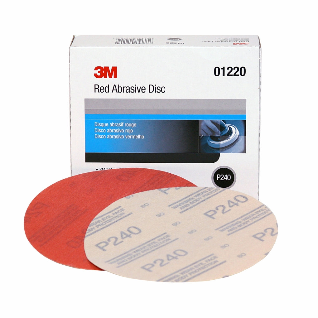 3M 01220 Red Abrasive Hookit Disc, 6 inch, P240