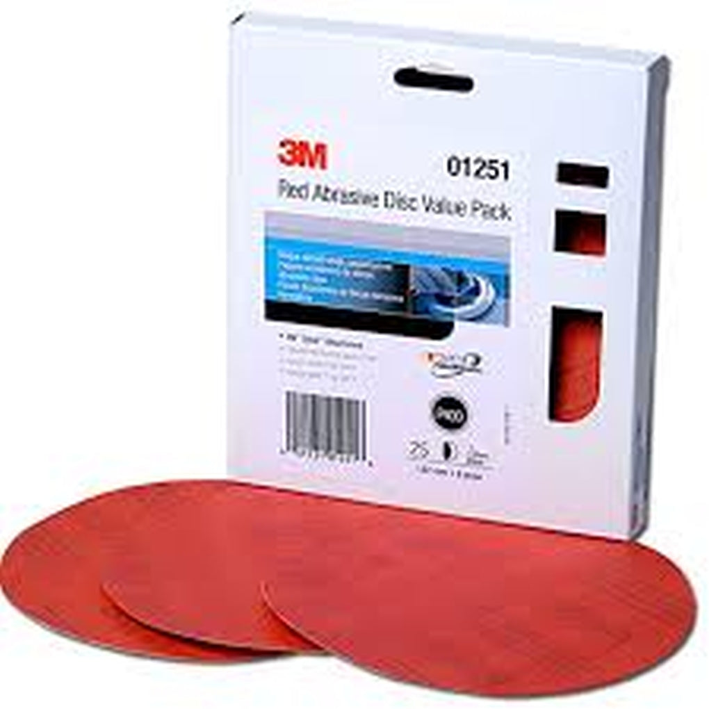 3M 01251 Red Abrasive Stikit Disc Value Pack, 6 inch, P400