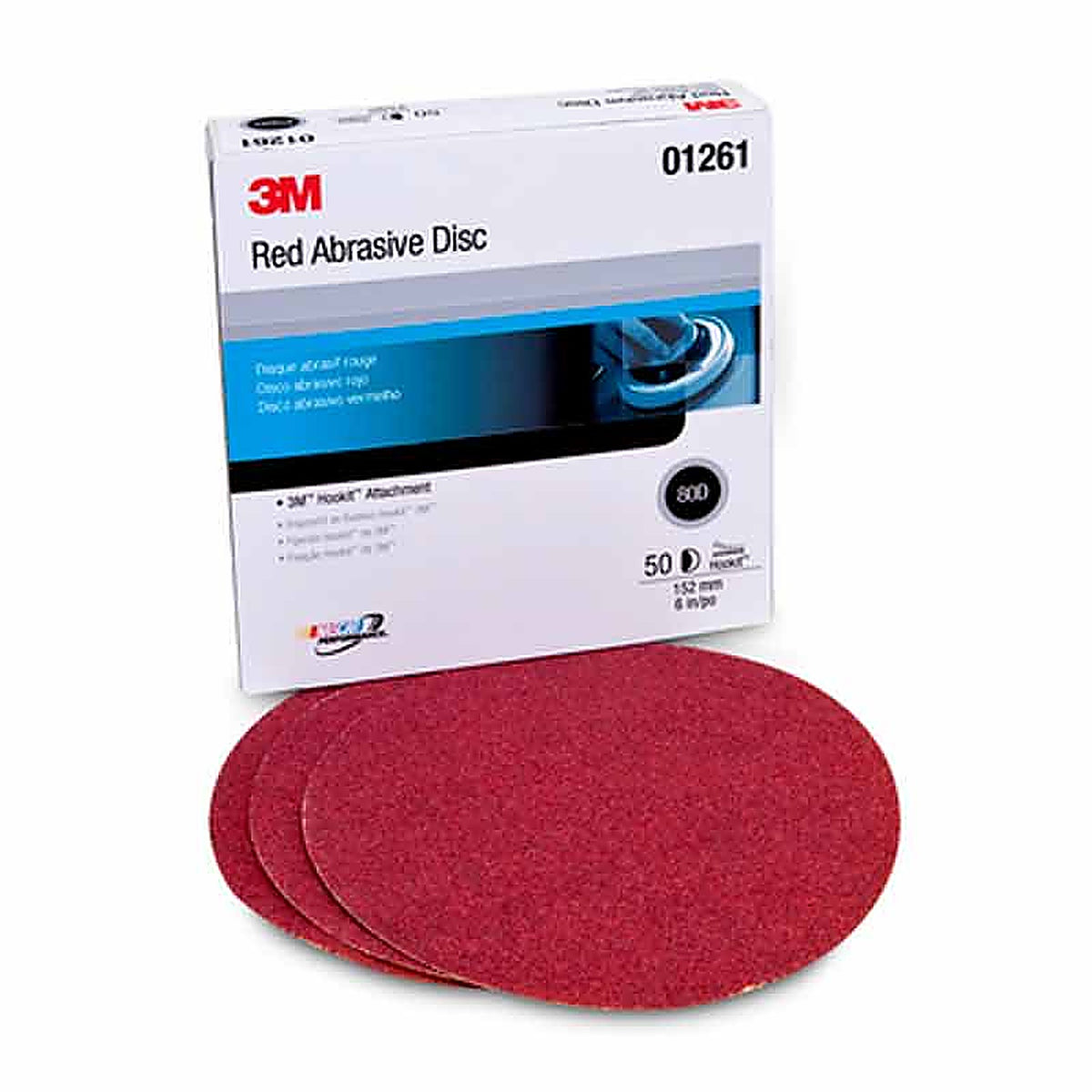 3M 01261 Red Abrasive Hookit Disc, 6 inch, P80D