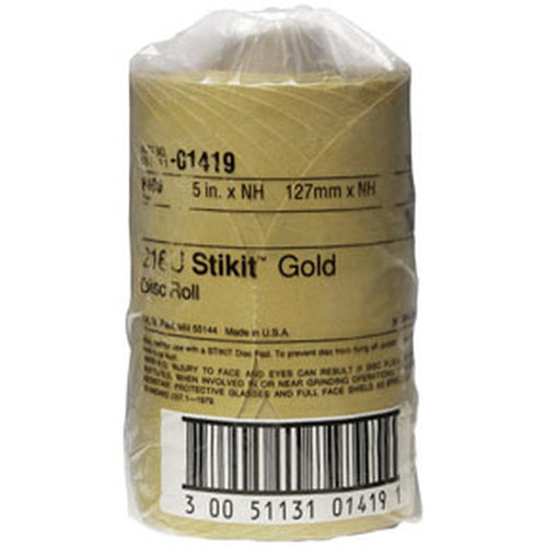 3M 01419 Stikit Gold Paper Disc Roll, 216U, 5 in x NH Die 500X P400 A-weight