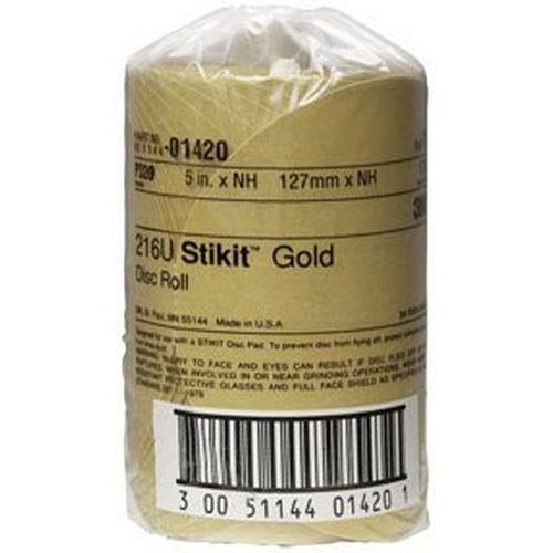 3M 01420 Stikit Gold Paper Disc Roll, 216U, 5 in x NH Die 500X P320 A-weight