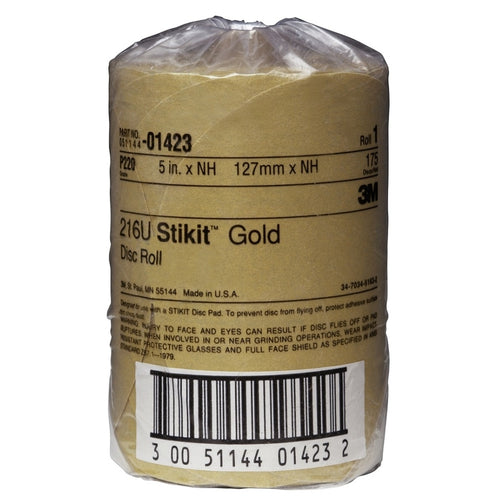 3M 01423 Stikit Gold Paper Disc Roll, 216U, 5 in x NH Die 500X P220 A-weight