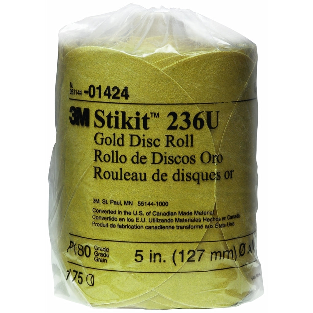 3M 01424 Stikit Gold Disc Roll, 5 inch, P180A