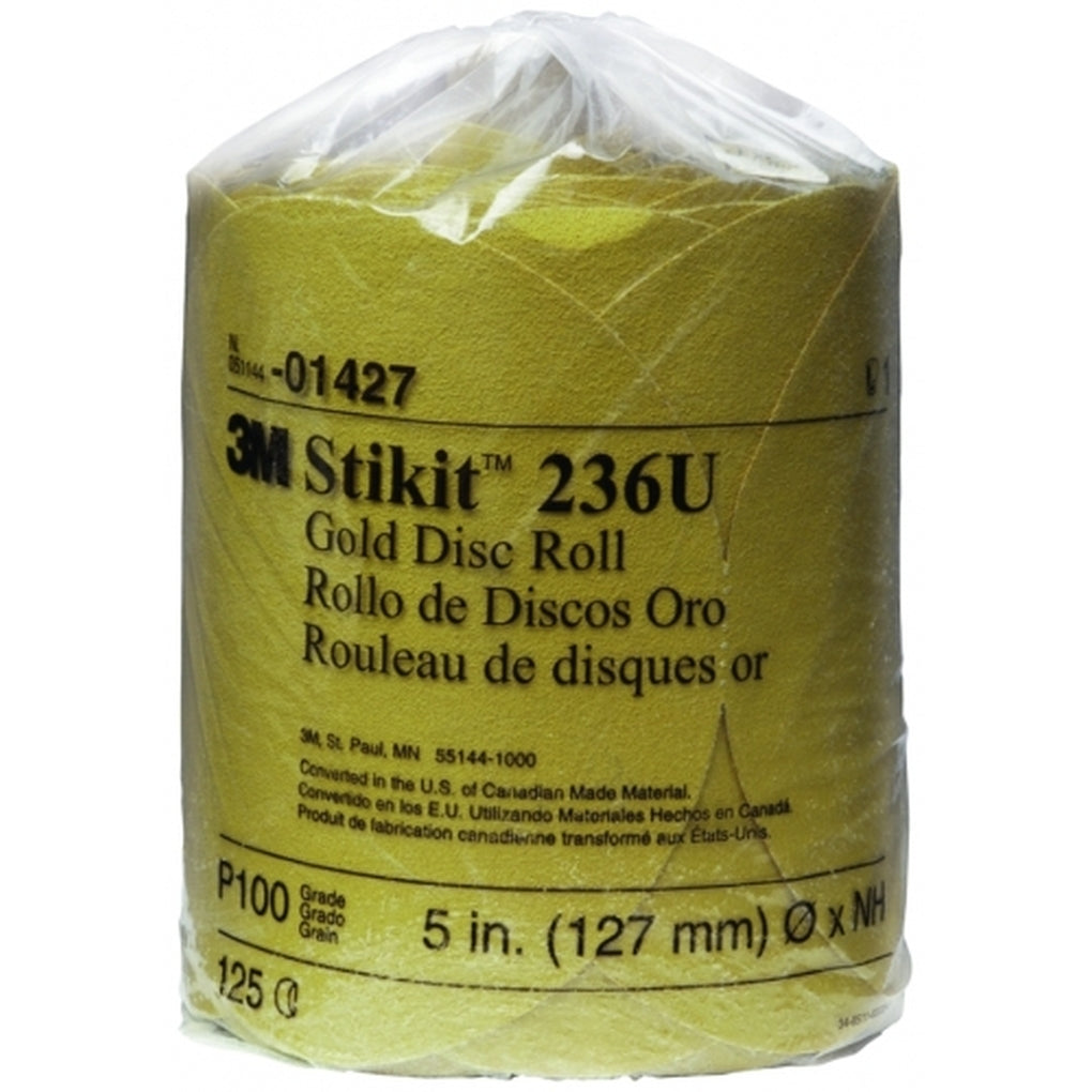 3M 01427 Stikit Gold Disc Roll, 5 inch, P100