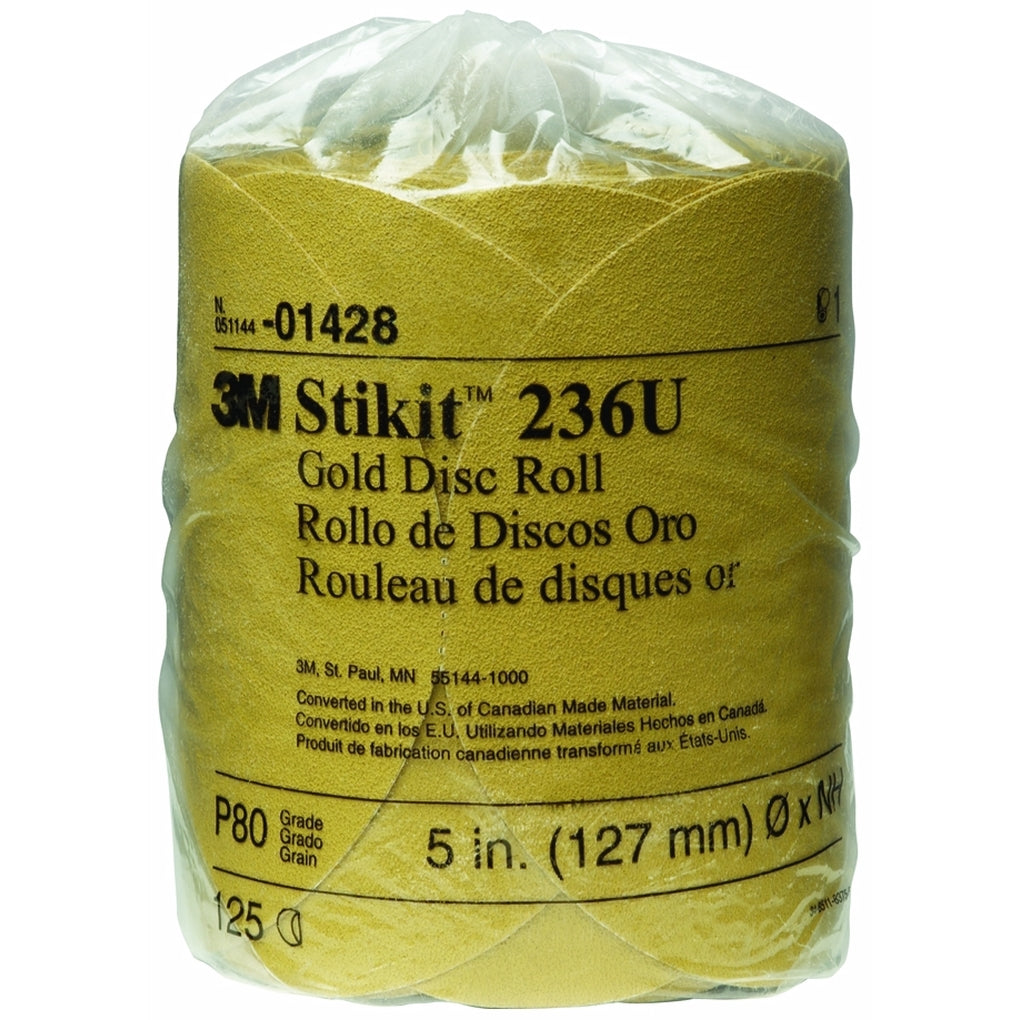 3M 01428 Stikit Gold Disc Roll, 5 inch, P80A