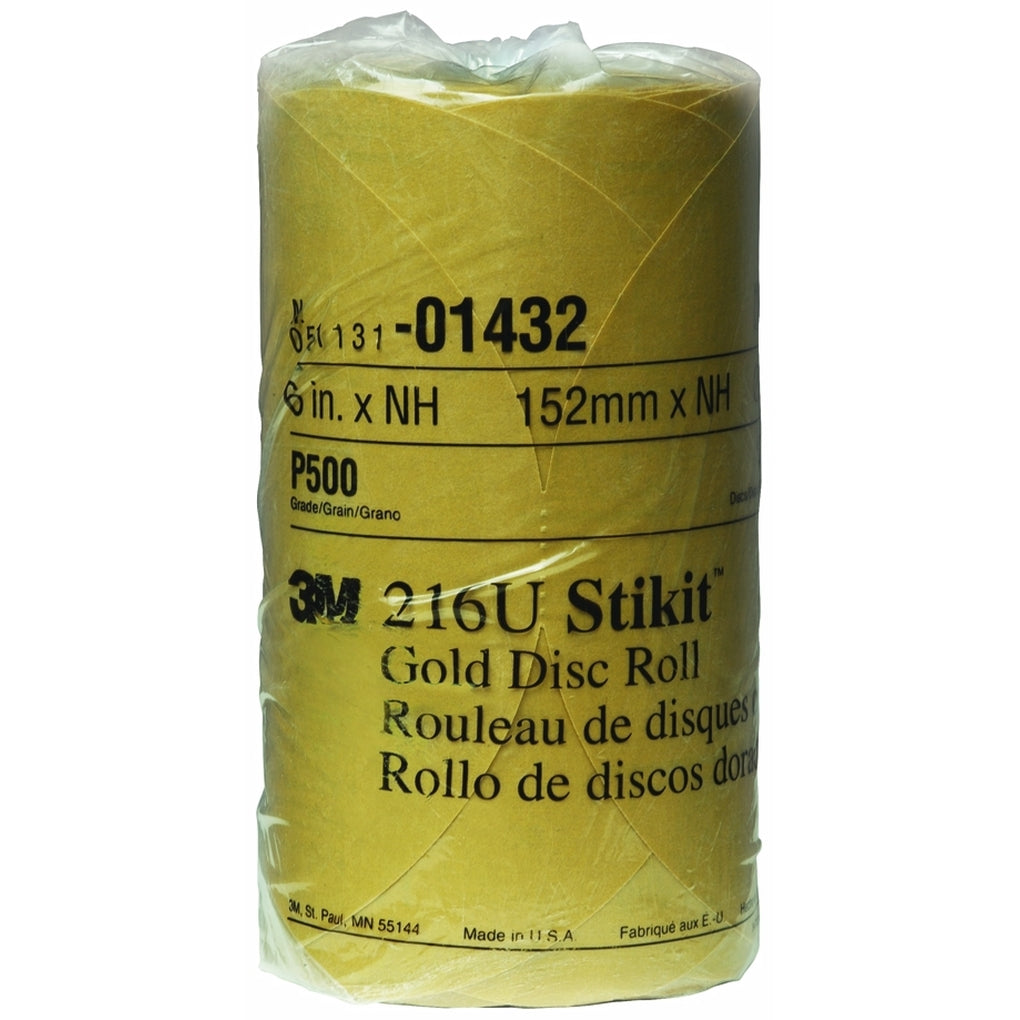 3M 01432 Stikit Gold Disc Roll, 6 inch, P500A