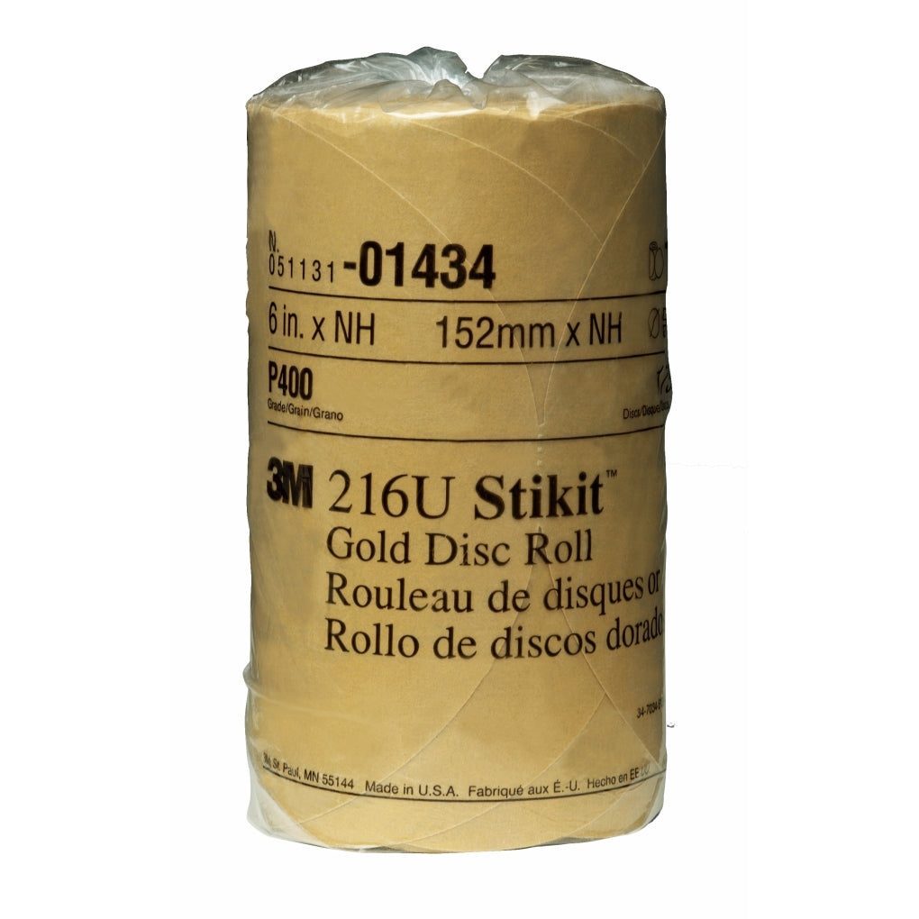 3M 01434 Stikit Gold Disc Roll, 6 inch, P400A