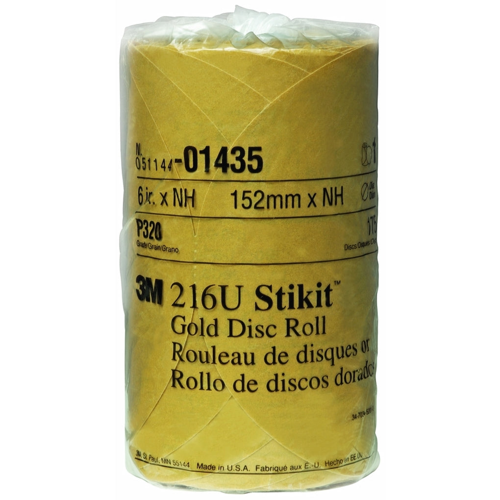 3M 01435 Stikit Gold Disc Roll, 6 inch, P320A