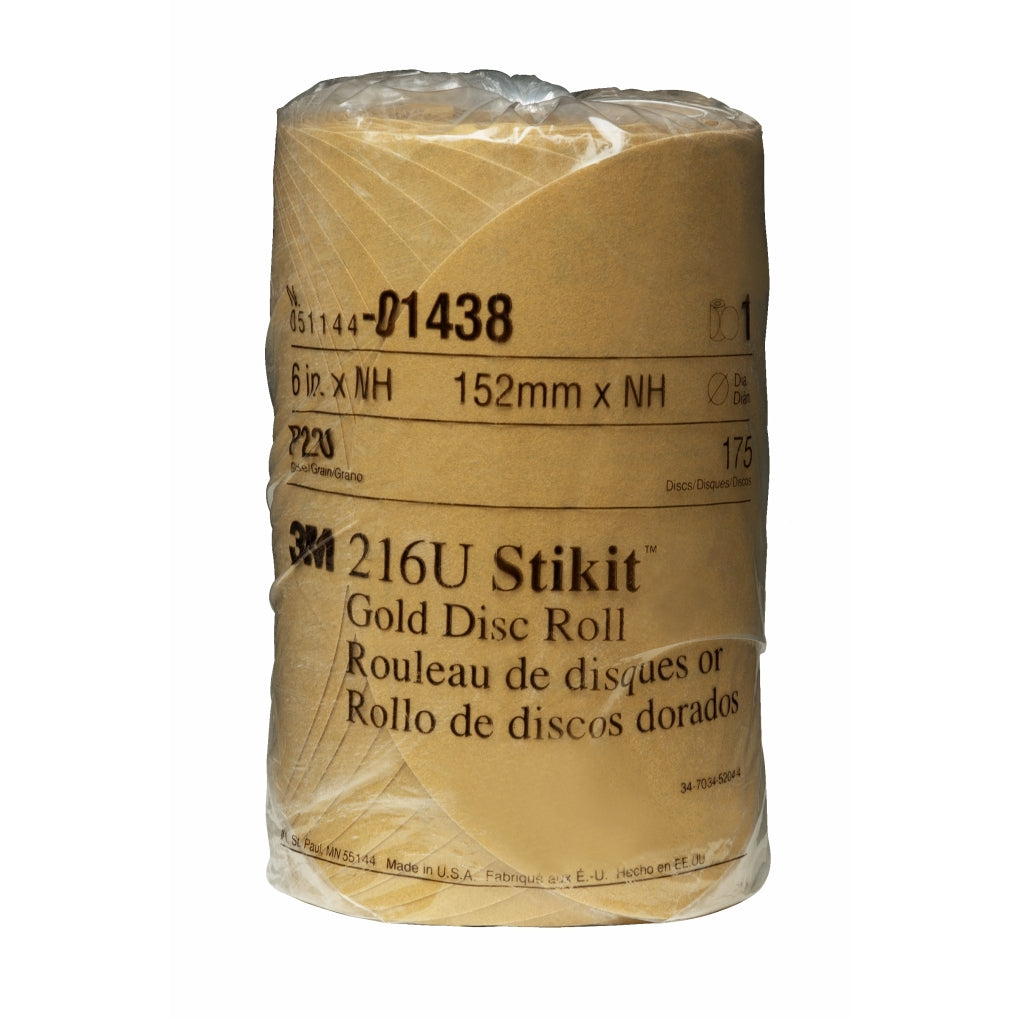 3M 01438 Stikit Gold Disc Roll, 6 inch, P220A