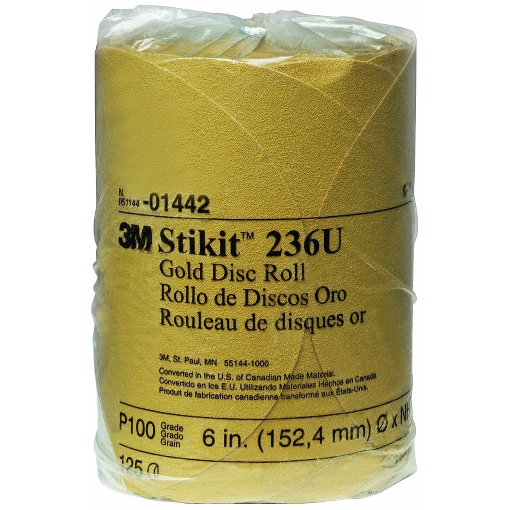 3M 01442 Stikit Gold Disc Roll, 6 inch, P100A, 125/discs 60010021297