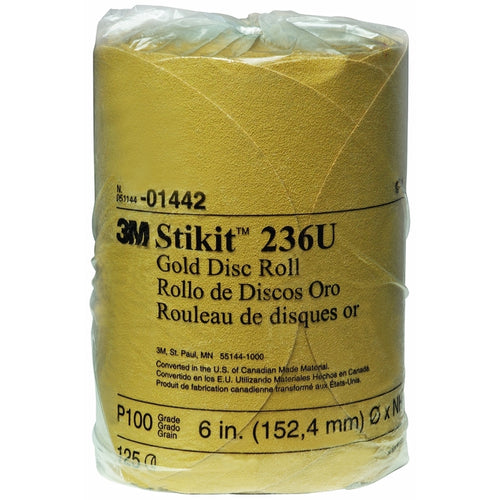 3M 01442 Stikit Gold Disc Roll, 6 inch, P100A, 125/discs 60010021297