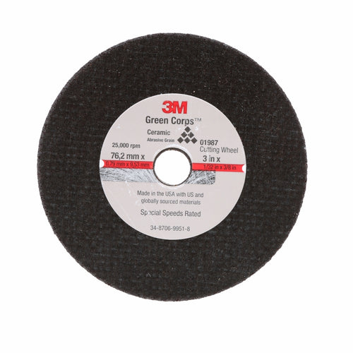 3M 01987 General Purpose Cut-Off Wheel, 3 in x 1/32 in x 3/8 in