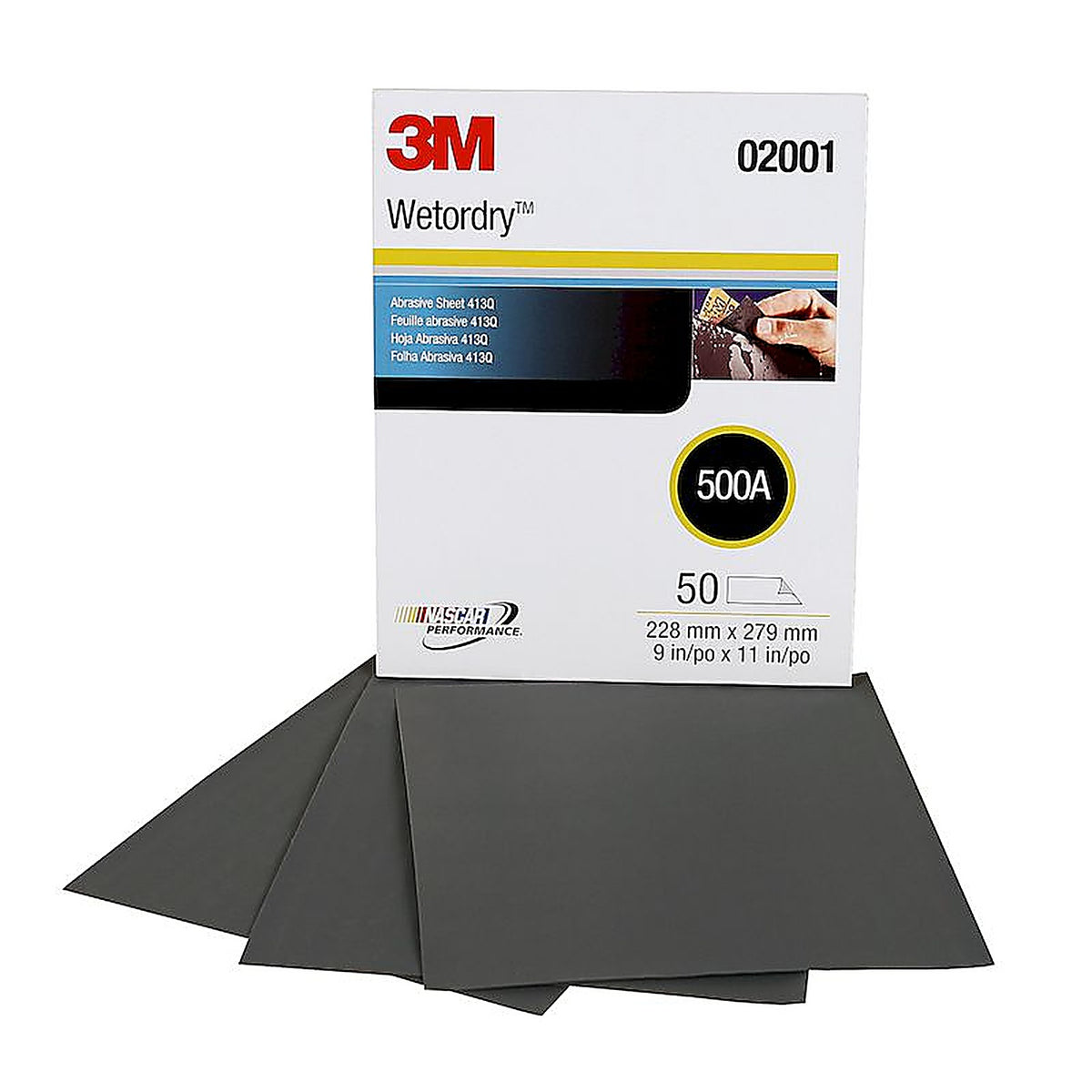 3M 02001 Wetordry Tri-M-ite Sheet, P500 Grit, 50 per Sleeve