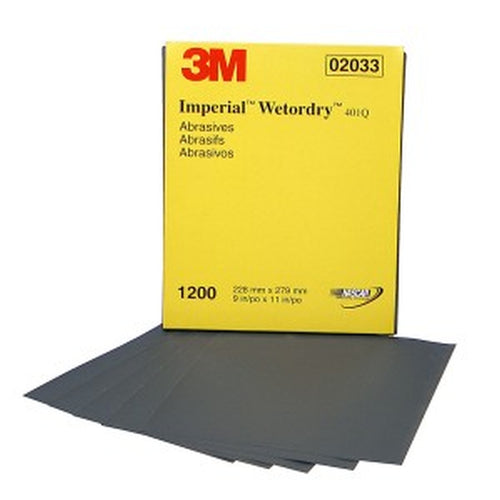3M 02033 Imperial Wetordry Sheet, 1200 grit, 50 per Sleeve