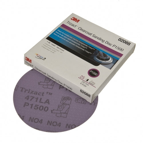 3M 02088 Trizact Hookit Clear Coat Sanding Disc, P1500, 6 inch