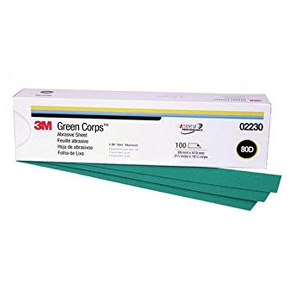 3M 02230 Green Corps Stikit Production Sheet, 2 3/4 in x 16 1/2 in, 80D