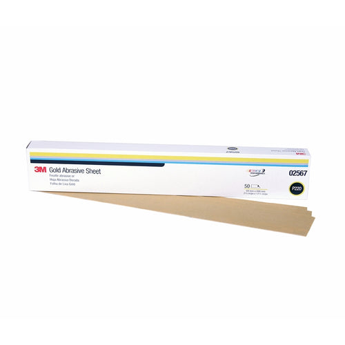 3M 02567 Production Resinite Gold Sheet, 2 3/4 in x 17 1/2 in, P220A