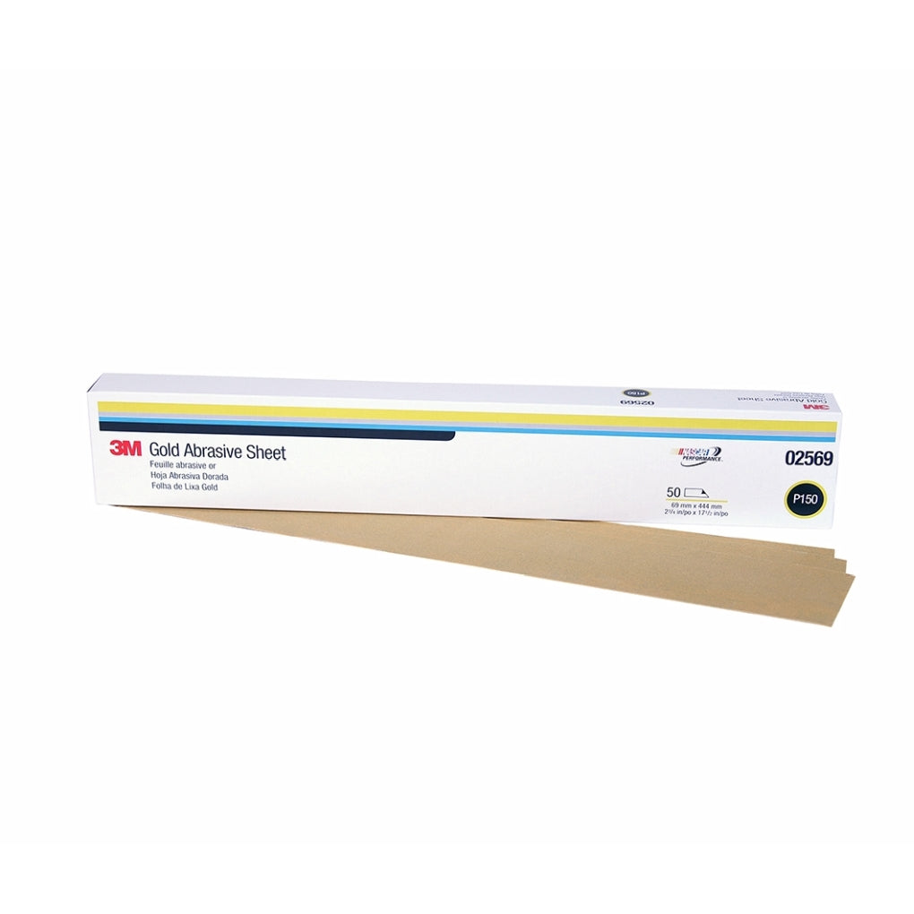 3M 02569 Production Resinite Gold Sheet, 2 3/4 in x 17 1/2 in, P150A