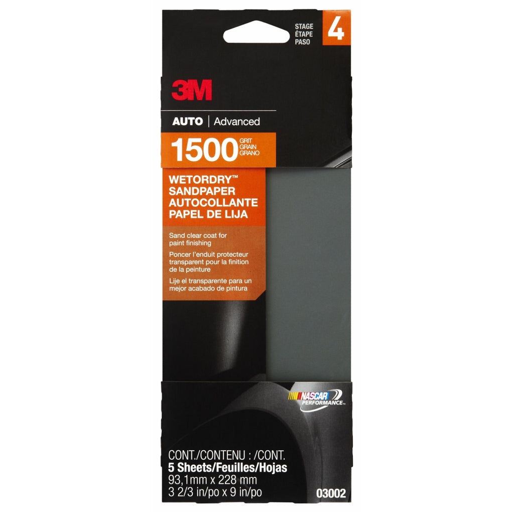 3M 03002 Wetordry Automotive Sandpaper, 1500 grit