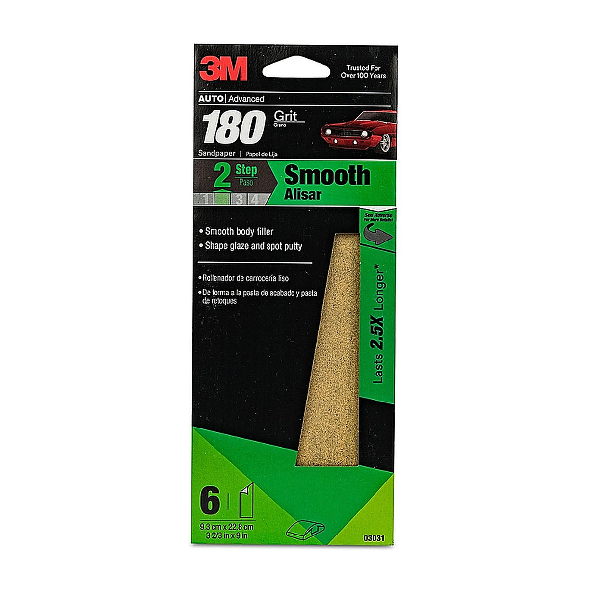 3M 03031 Aluminum Oxide Automotive Sandpaper, Fine, 3 2/3 in x 9 in