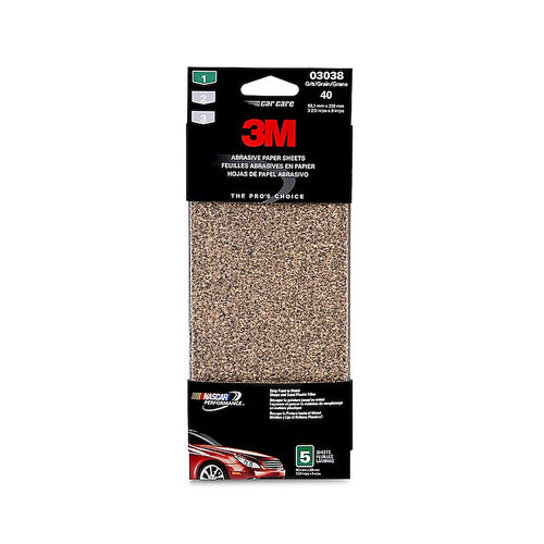 3M 03038 Aluminum Oxide Automotive Sandpaper, Coarse, 3 2/3 in x 9 in