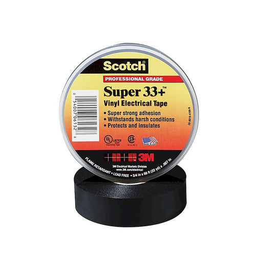 3M 06133 Scotch Super 33+ Vinyl Electrical Tape 33+Super-3/4x52FT, 3/4 in x 52 ft (19 mm x 15.6 m)