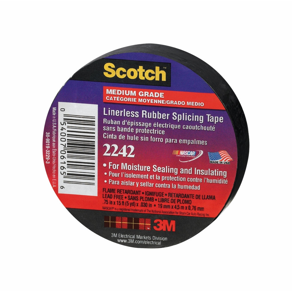 3M 06165 Linerless Electrical Rubber Tape 2242, PN 06165 3/4 in x 15 ft (19 mm x 4.6 m), 06165