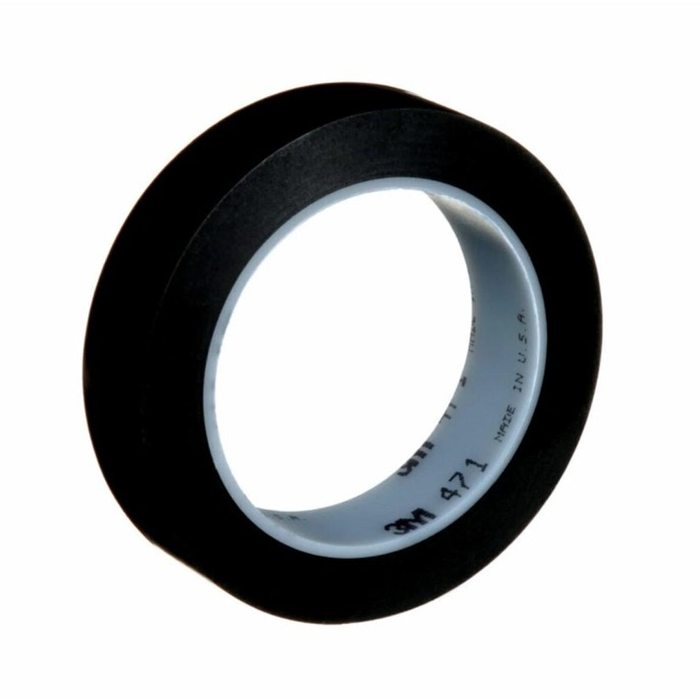 3M 06415 471 Vinyl Tape Black, 1 in x 36 yd 70500010288