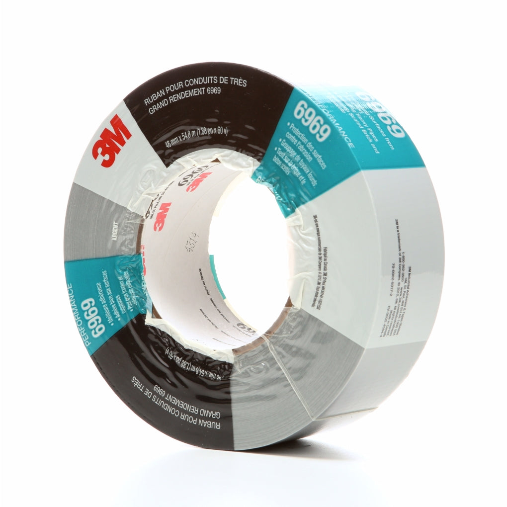 3M 06969 Duct Tape, Silver, 48 mm x 54.8 m 10.7 mil, Individually Wrapped