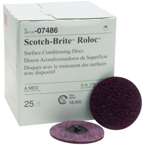 3M 07486 Scotch-Brite Roloc Surface Conditioning Disc TR, 3 in x NH A MED