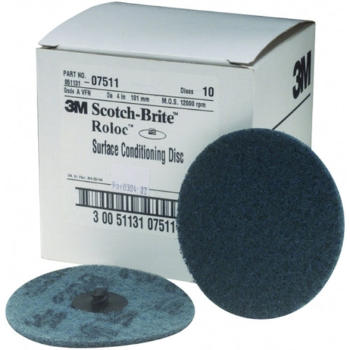 3M 07511 Scotch-Brite Roloc Surface Conditioning Disc, 4 in, Very Fine, 10/box 61500120342