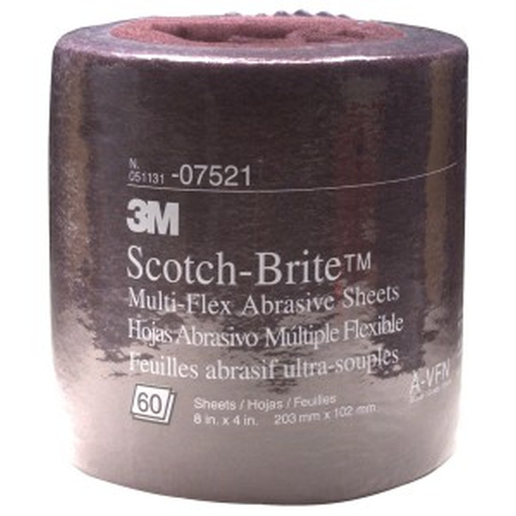 3M 07521 Scotch-Brite Multi-Flex Abrasive Sheet Roll, Very Fine Grade, 8 inch x 4 inch