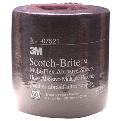 3M 07521 Scotch-Brite Multi-Flex Abrasive Sheet Roll, Very Fine Grade, 8 inch x 4 inch