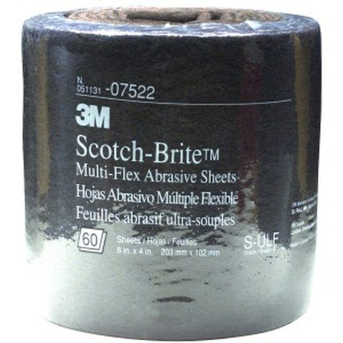 3M 07522 Scotch-Brite Multi-Flex Abrasive Sheet Roll, Ultra Fine Grade, 8 inches x 3 inch
