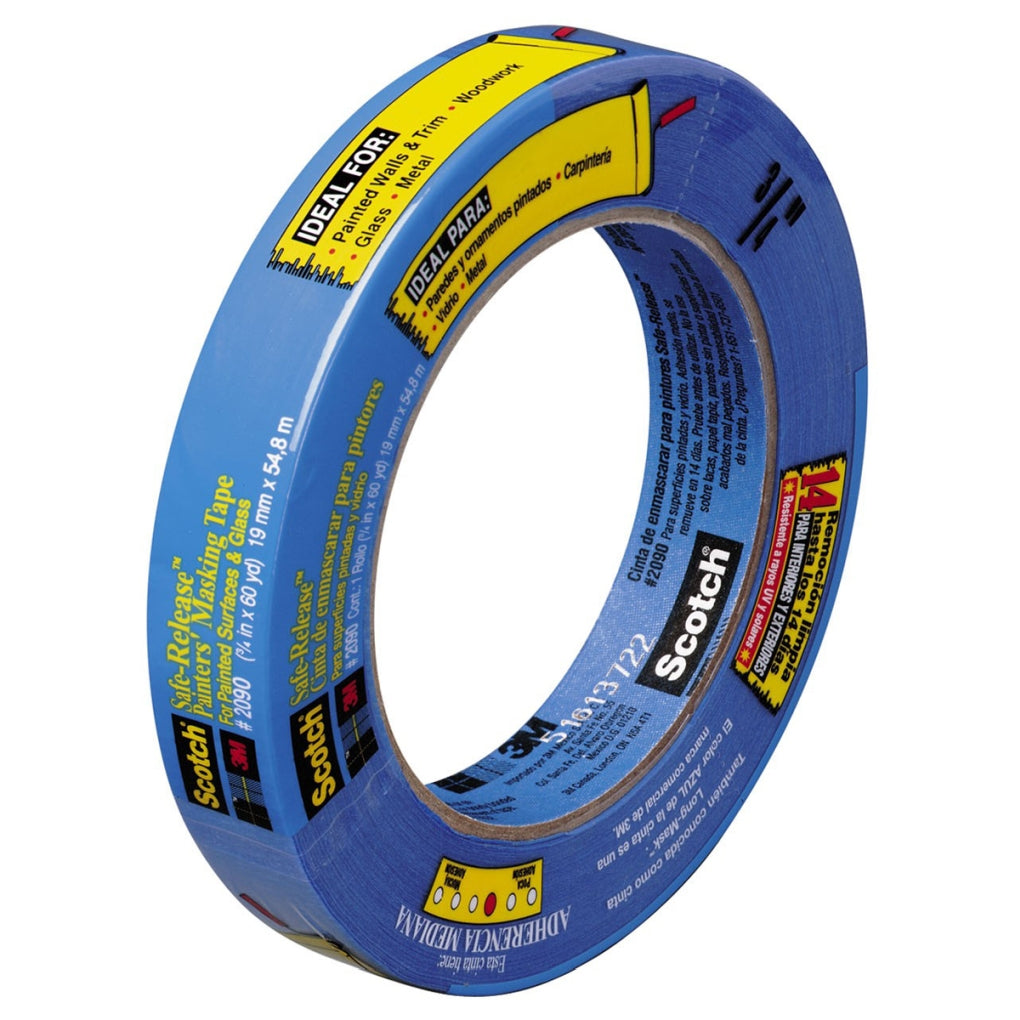 3M 09221 ScotchBlue Painters Tape for Multi-Surfaces 2090, 38 mm width (1 1/2 inch)