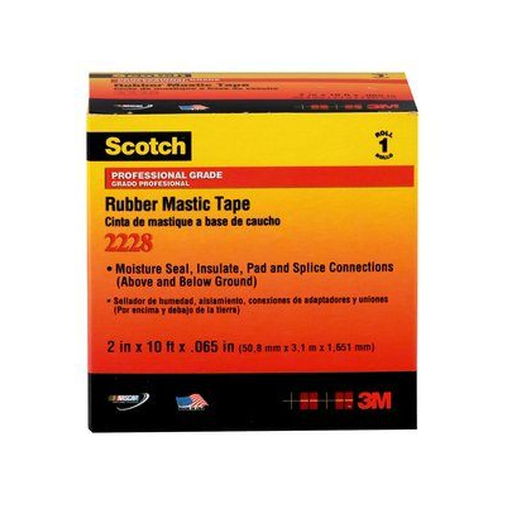 3M 09656 Scotch Rubber Mastic Tape 2228, 2 in x 10 ft, Black, 1 roll/carton 80610322945
