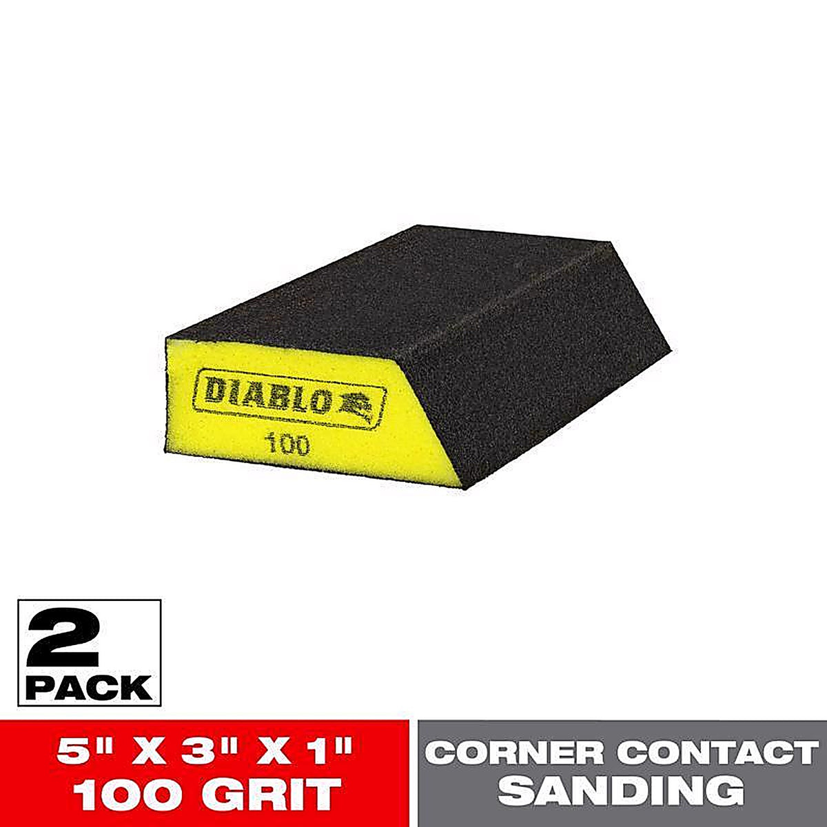 Diablo DFBLANGFIN04G 5 in. L X 3 in. W X 1 in. T 100 Grit Fine Angled Sanding Sponge