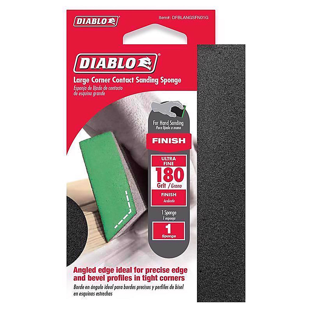 Diablo DFBLANGSFN01G 5 in. L X 3 in. W X 1 in. T 180 Grit Ultra Fine Angled Sanding Sponge