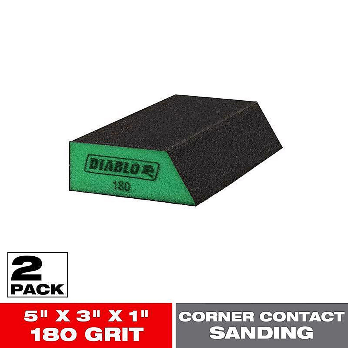 Diablo DFBLANGSFN04G 5 in. L X 3 in. W X 1 in. T 180 Grit Ultra Fine Angled Corner Sanding Sponge