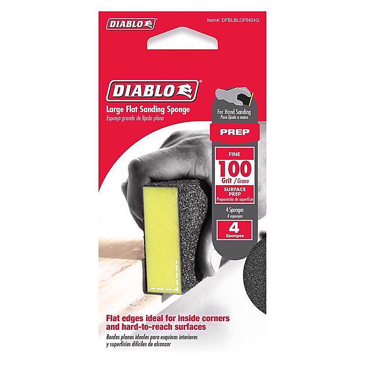 Diablo DFBLBLOFIN04G 5 in. L X 3 in. W X 1 in. T 100 Grit Fine Flat Surface Sanding Sponge