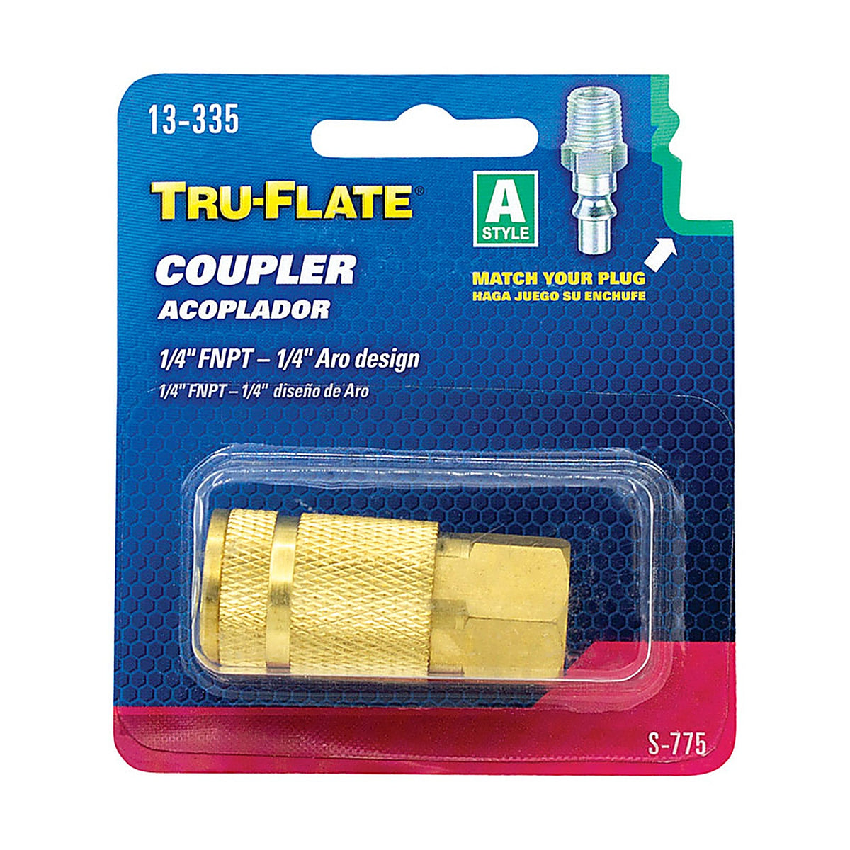 Tru-Flate TRFL13335 Brass Air Coupler 1/4 in. Female 1 pc