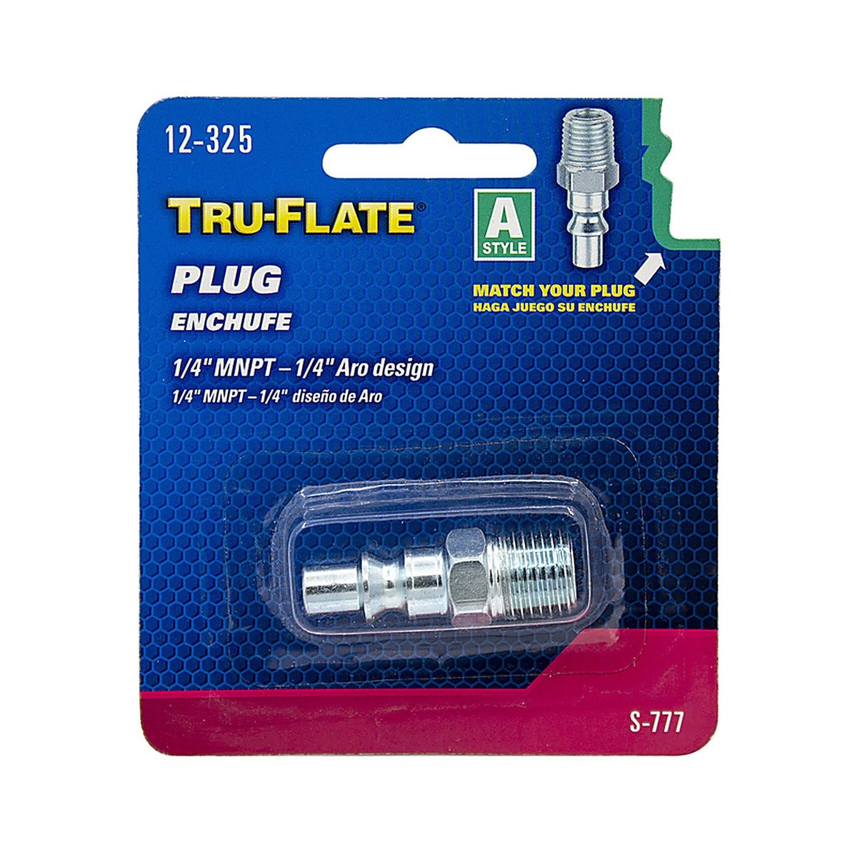 Tru-Flate TRFL12325 Steel Air Plug 1/4 in. Male 1 pc