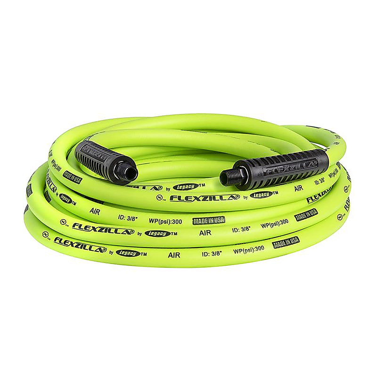 Flexzilla HFZ3825YW2 25 ft. L x 3/8 in. Dia. Hybrid Polymer Air Hose 300 psi Zilla Green