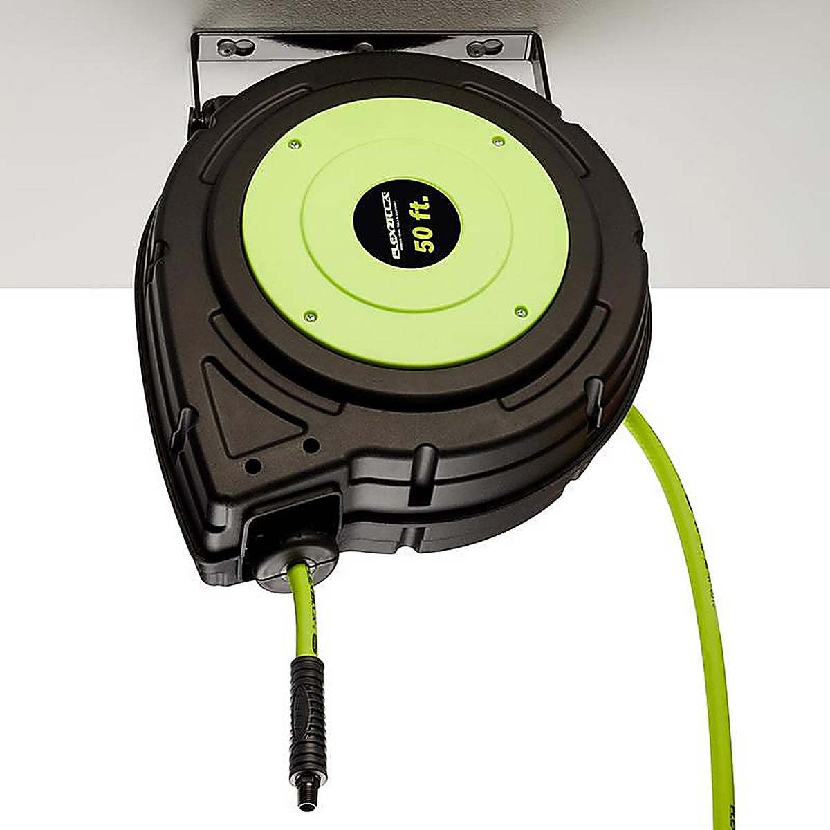 Flexzilla L8250FZ 50 ft. L x 3/8 in. Dia. Hybrid Polymer Retractable Air Hose Reel 150 psi Zilla Green
